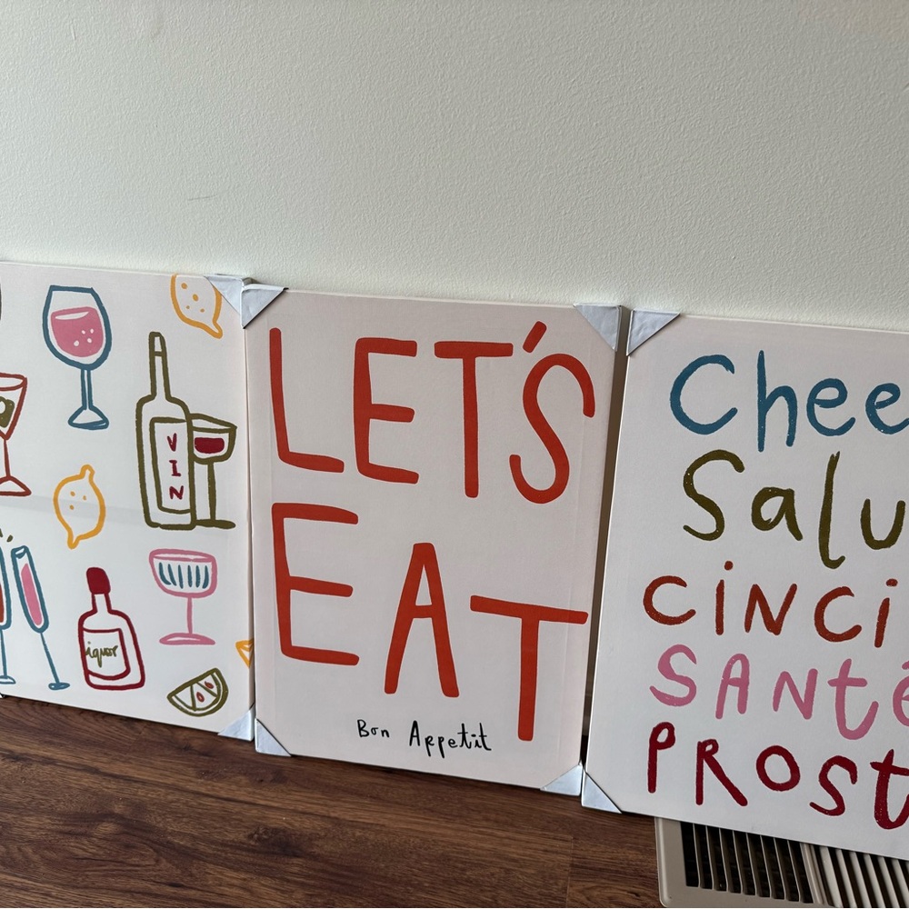 Colorful Wall Art Set with Fun Dining Themes
